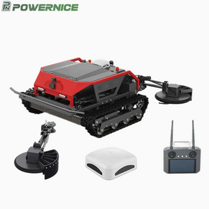 Cortacésped teledirigido de 220V con orugas de caucho para todo terreno