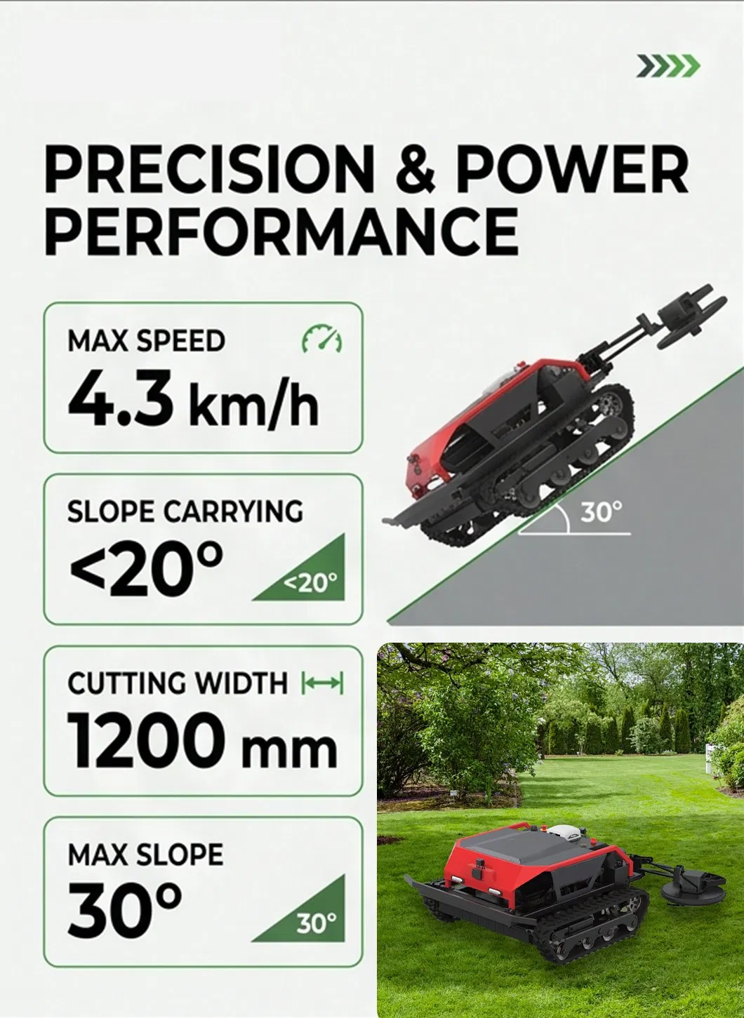Cortac&eacute;sped autom&aacute;tico de calidad comercial para pendientes Cortac&eacute;sped con control remoto