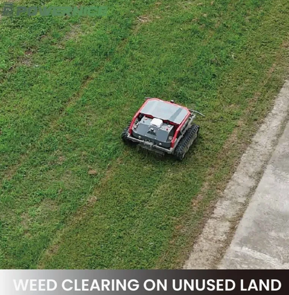 Cortacésped teledirigido de 220V con orugas de caucho para todo terreno